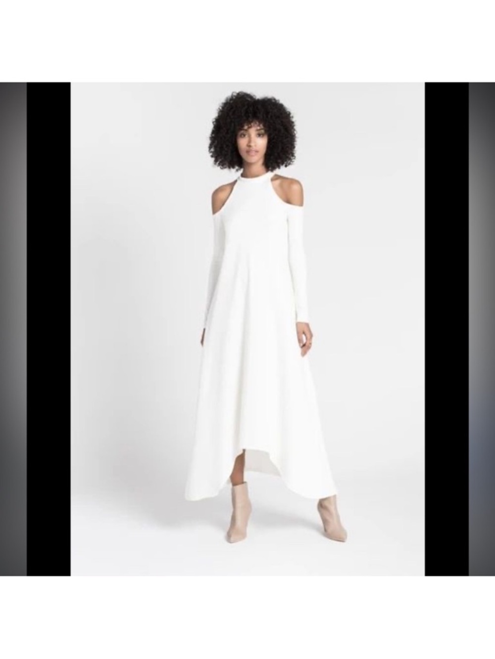 Marcella Kalene Dress Off White Long Sleeve Maxi Mock Neck Sz S NEW - Picture 2 of 12